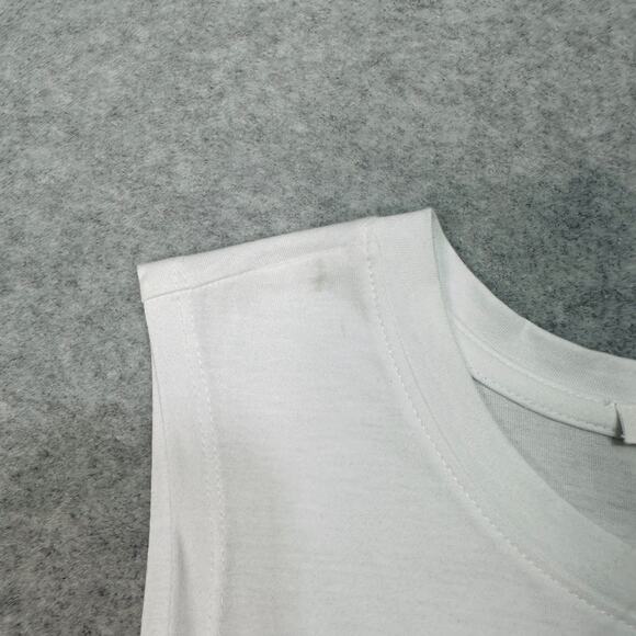 Love Peace Lazy Days USA Flag Tank Top L White Fringe Crewneck Cotton Pullover - Picture 3 of 6